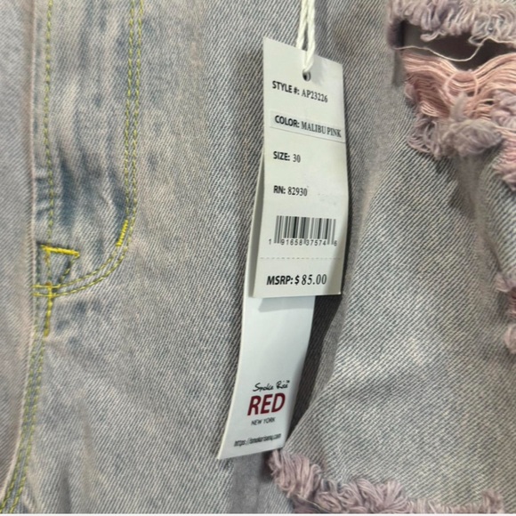 Smoke Rise Red Women Jeans Brand New With Tags Curvy Fit Malibu Pink Mid Rise - Picture 3 of 9